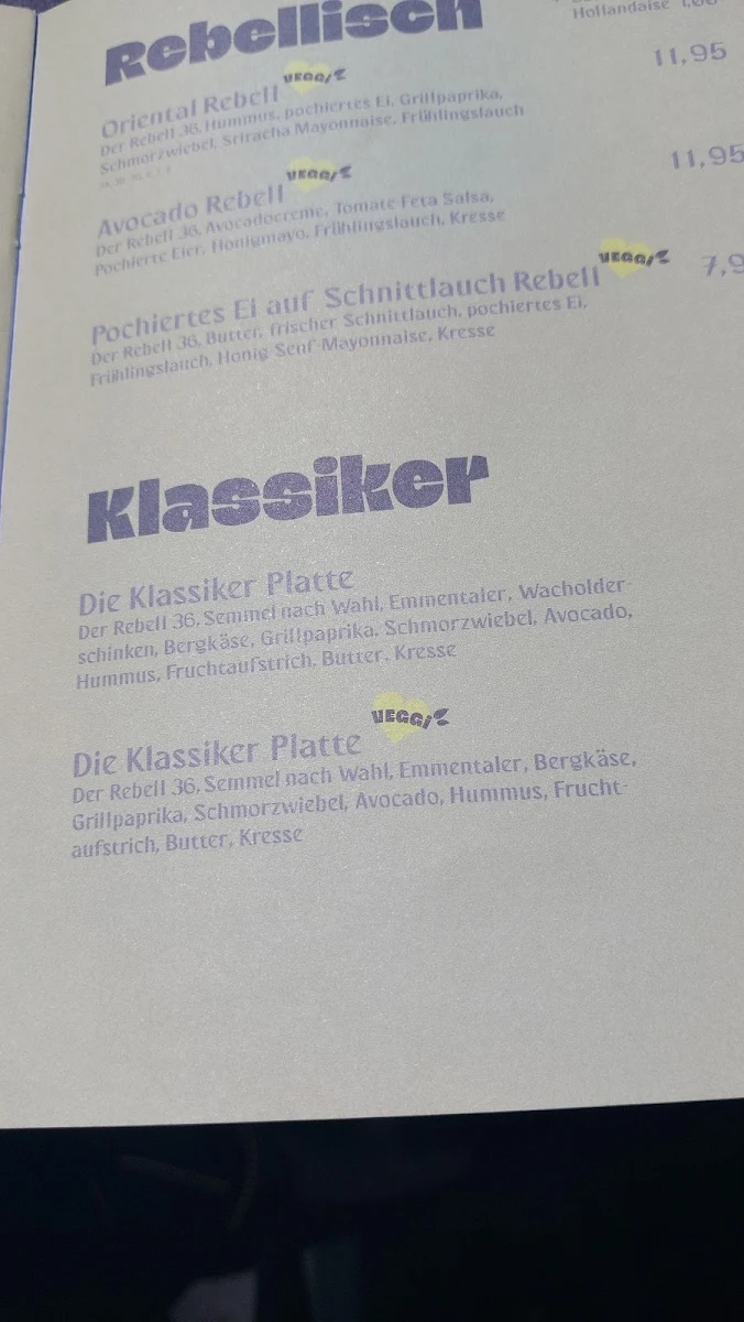 Speisekarte, Der Bäcker Feihl