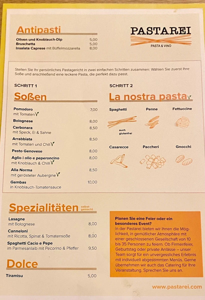 Speisekarte, Pastarei