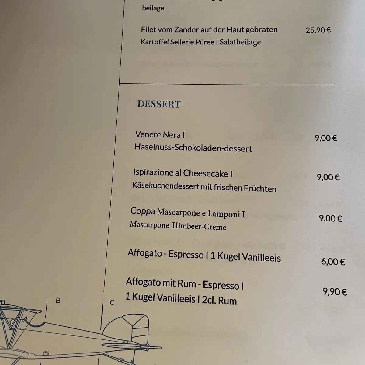 Speisekarte, Restaurant „Blaue Maus“