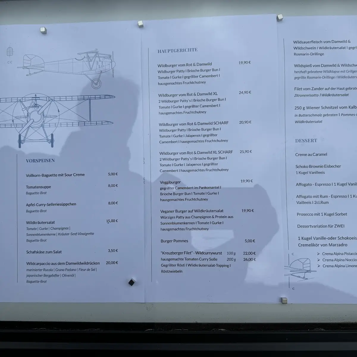 Speisekarte, Restaurant „Blaue Maus“
