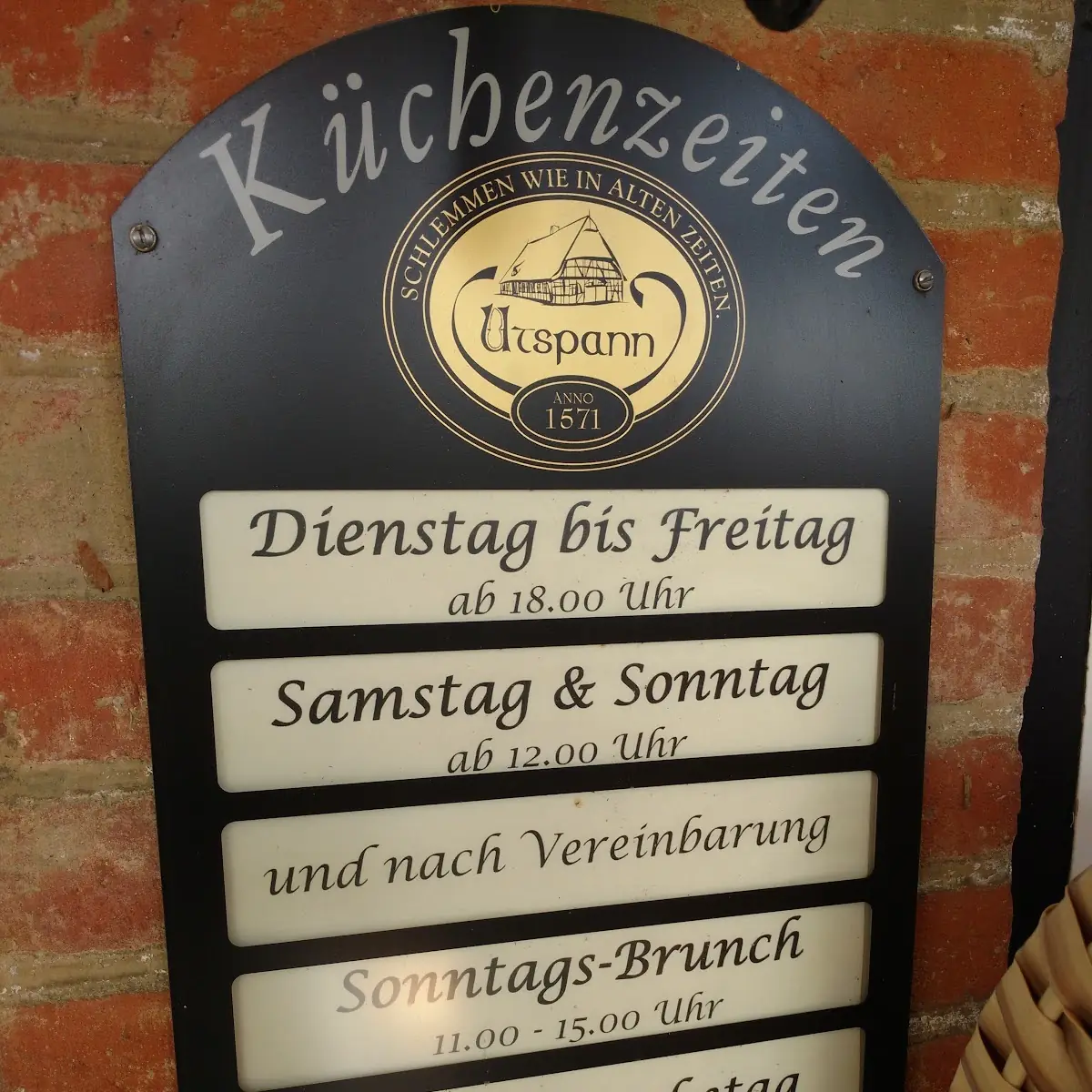 Speisekarte, Restaurant Utspann