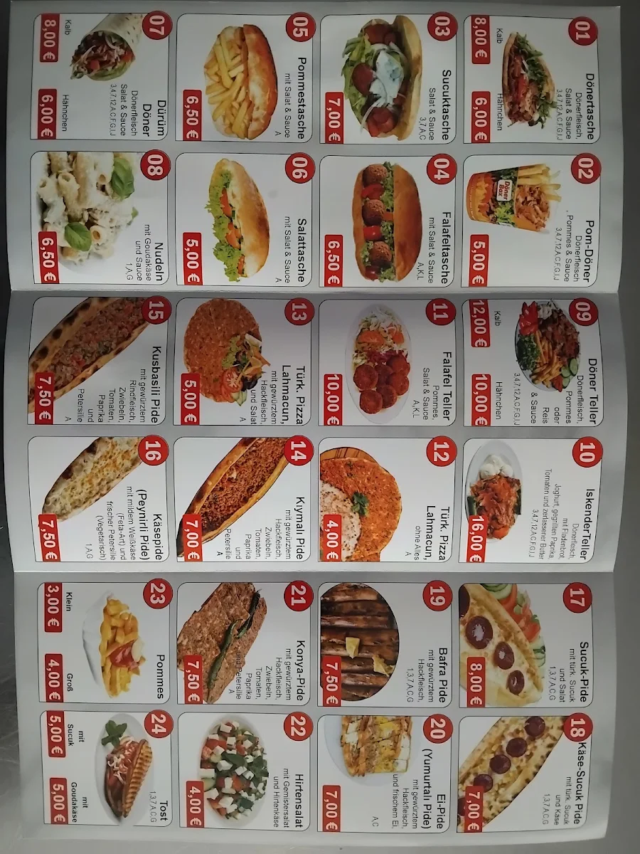 Speisekarte, Dönerfair