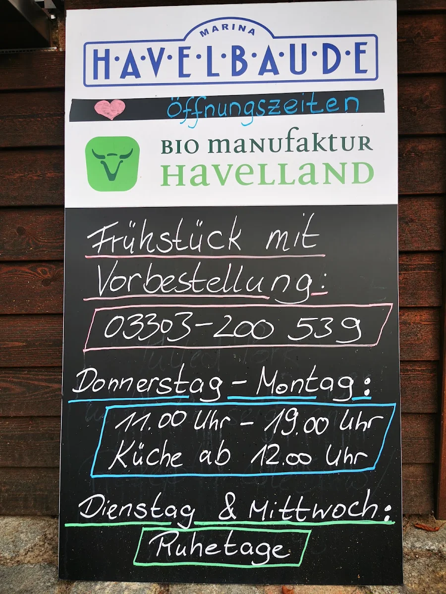 Speisekarte, Bistro Havelbaude