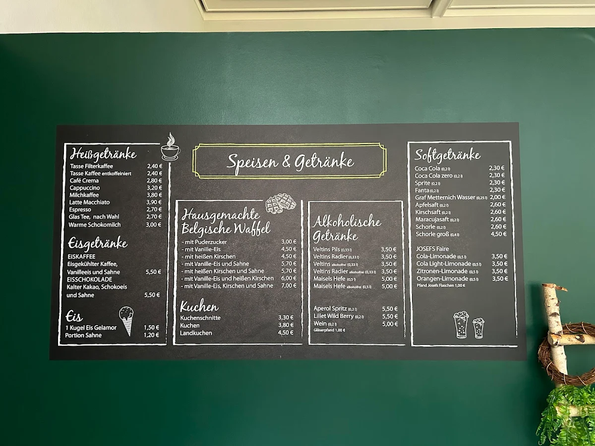 Speisekarte, Café Waldgrün