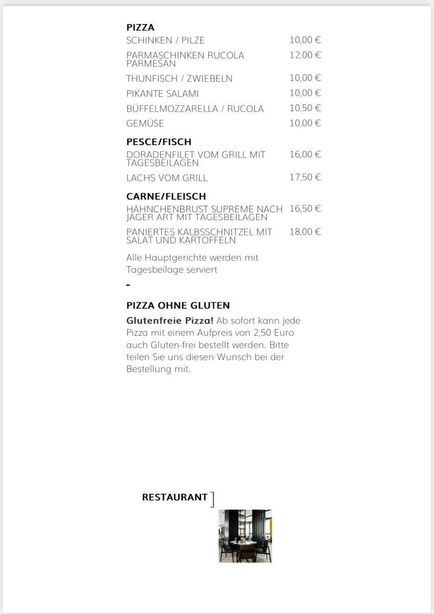 Speisekarte, Restaurant Italiani ( ma non troppo )