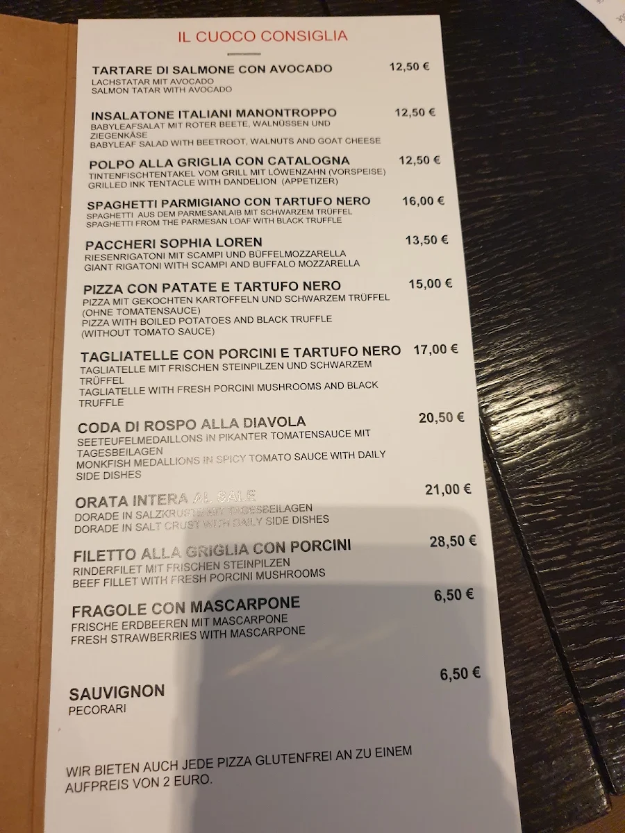 Speisekarte, Restaurant Italiani ( ma non troppo )