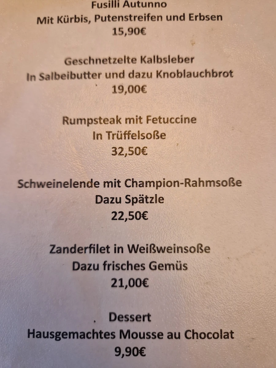 Speisekarte, hubRäumle Durlach