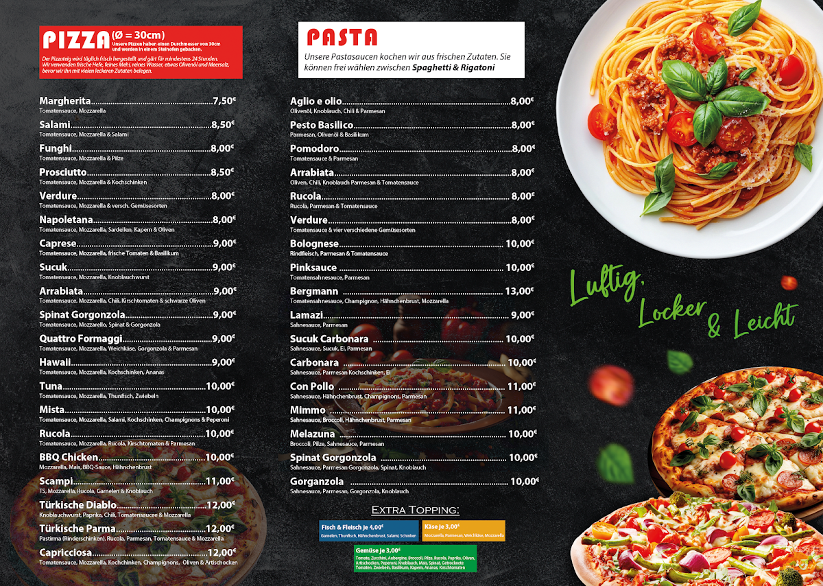 Speisekarte, Bergmann Pizza