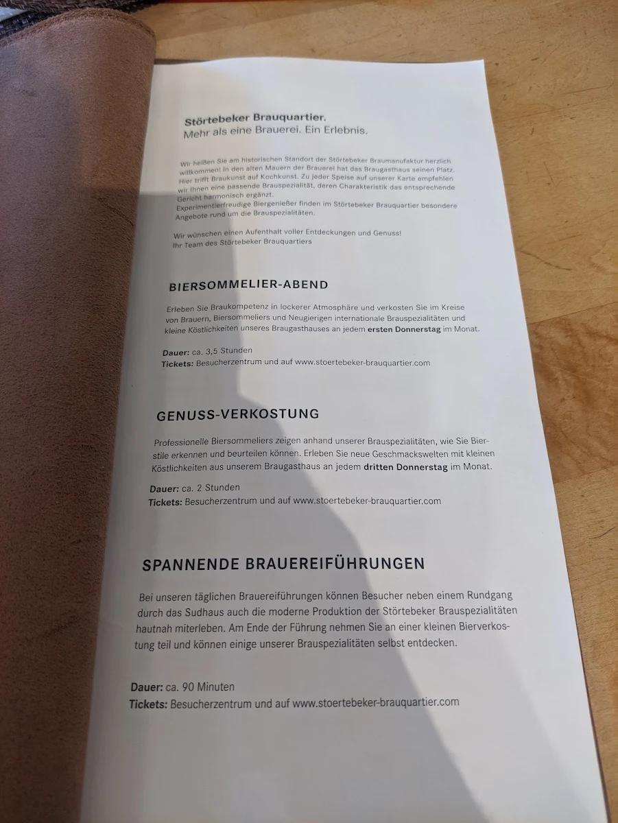 Speisekarte, Störtebeker Braugasthaus