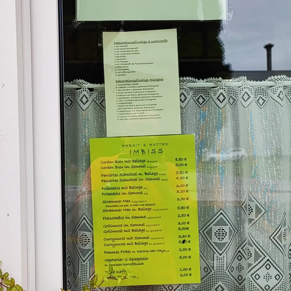 Speisekarte, Margit´s Hütten Imbiss mit frischer Hausmannskost