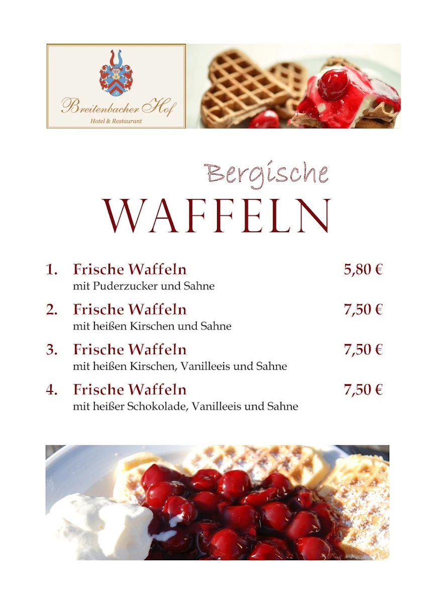 Speisekarte, Breitenbacher Hof - Hotel Restaurant