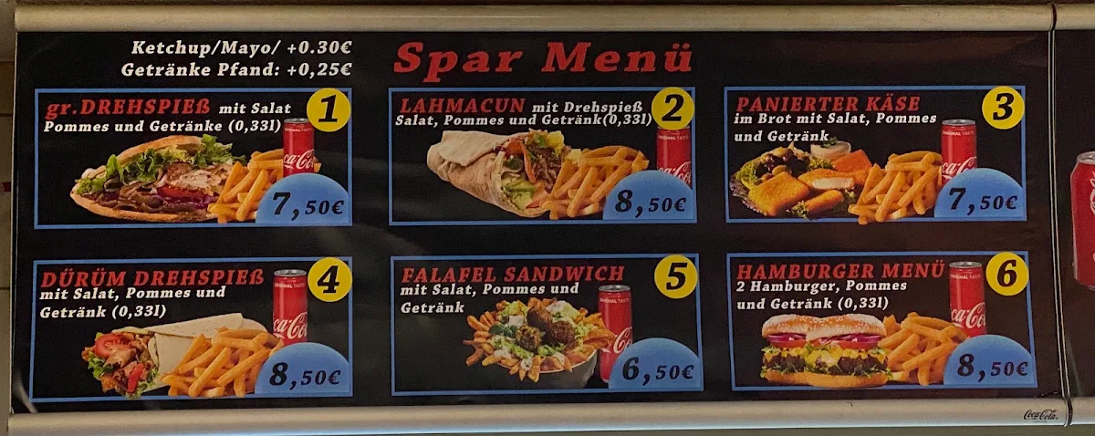 Speisekarte, Eliya’s Pizza- und Kebabhaus