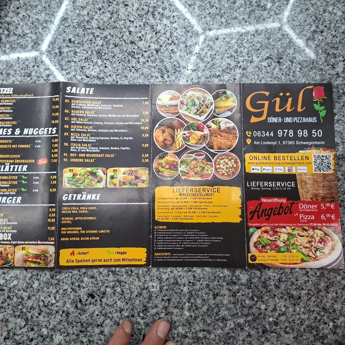 Speisekarte, Gül döner pizza haus