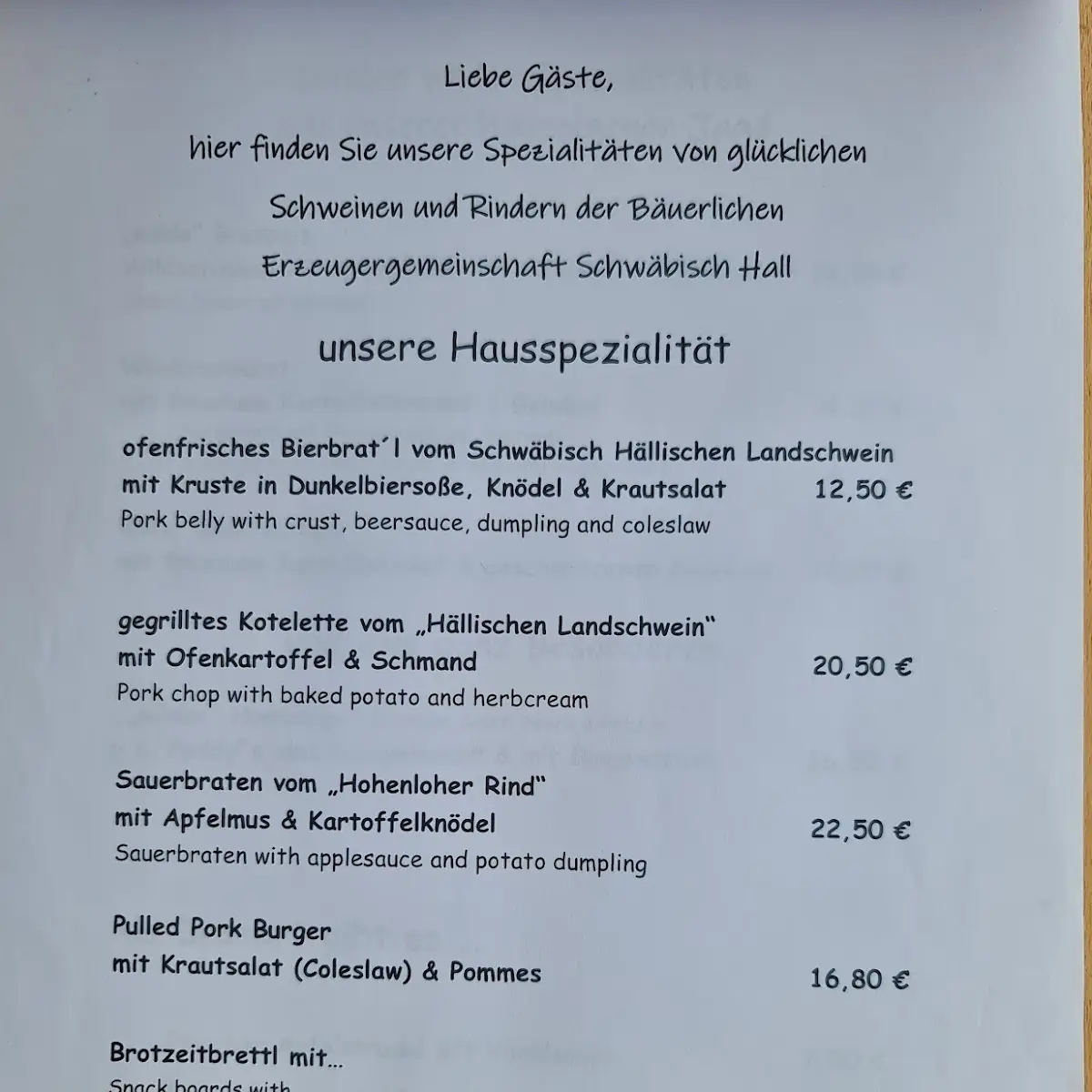 Speisekarte photo 1