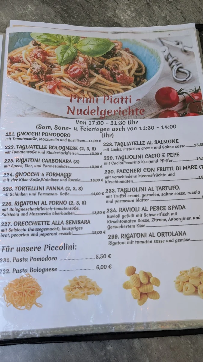 Speisekarte, Mamma Mia Restaurant