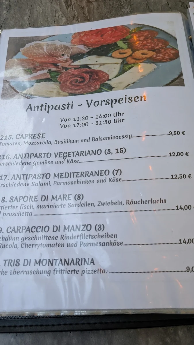 Speisekarte, Mamma Mia Restaurant