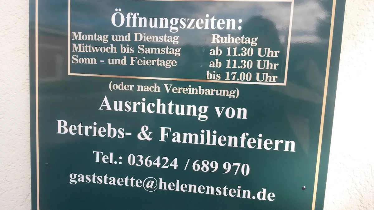 Speisekarte, Gaststätte Helenenstein