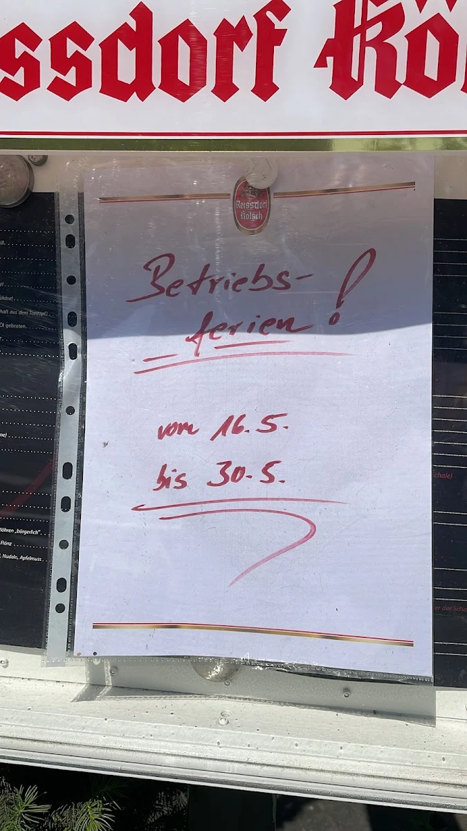 Speisekarte, Gaststätte Rodder Eck