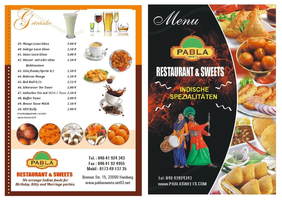 Speisekarte, Pabla Sweets