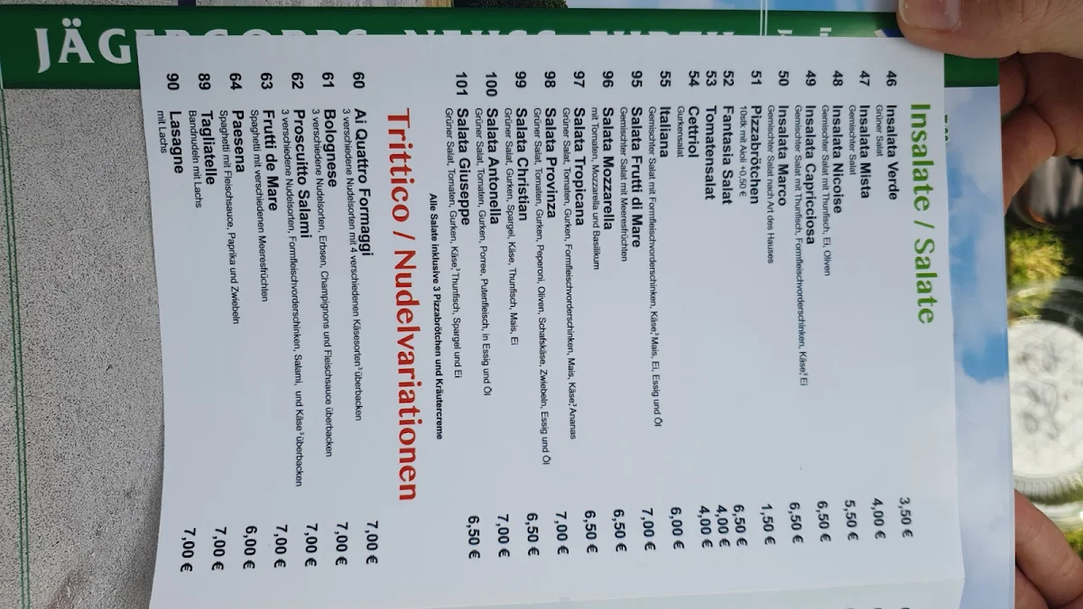 Speisekarte, Pizzeria Marco