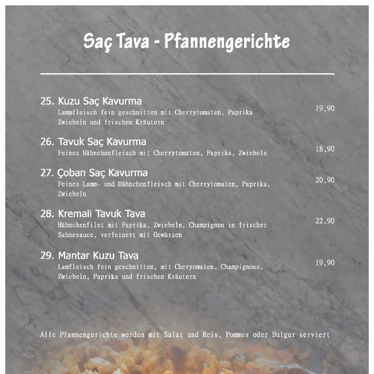 Speisekarte, Sumak Bar& Restaurant