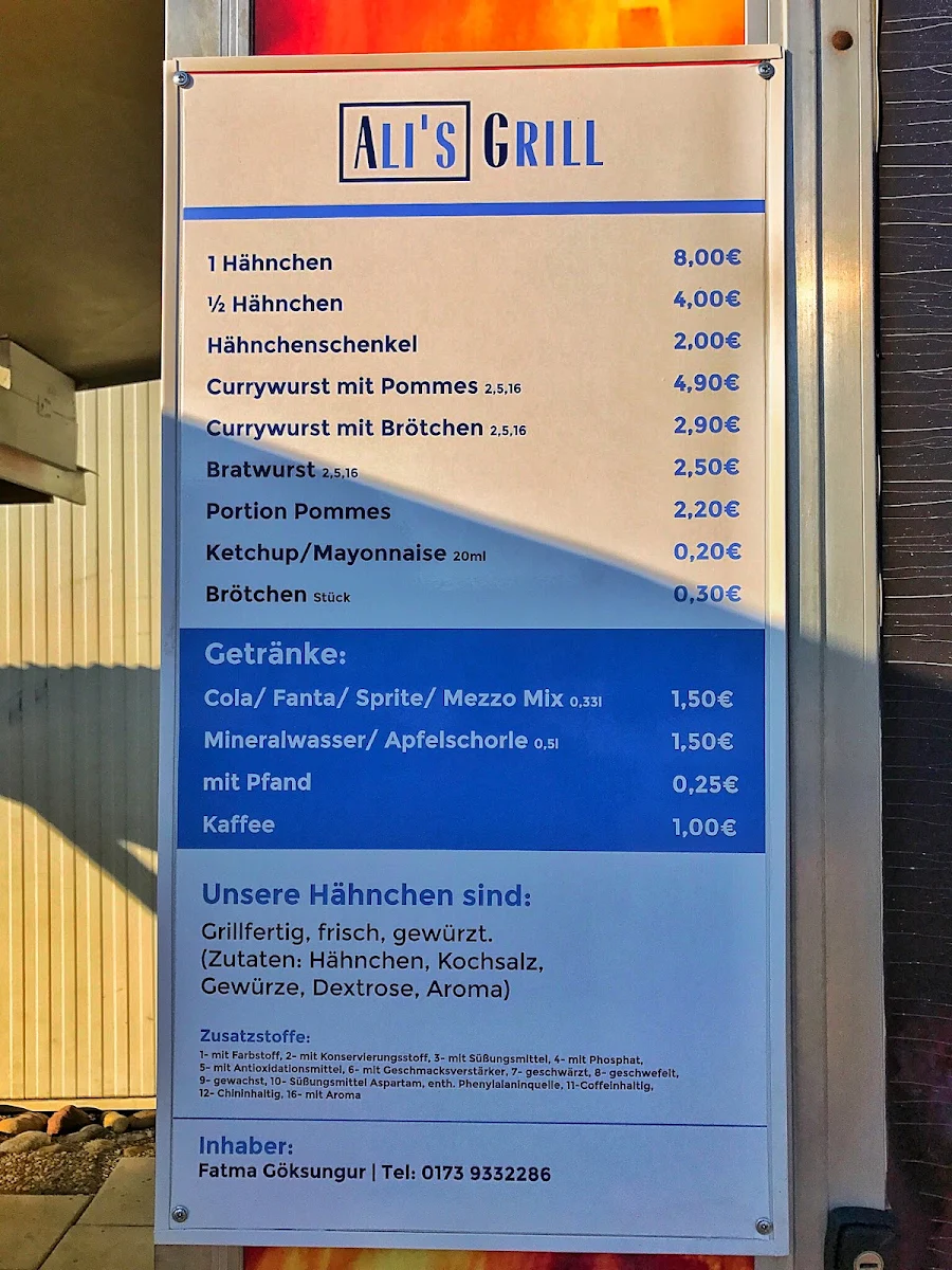 Speisekarte, Ali's GRILL