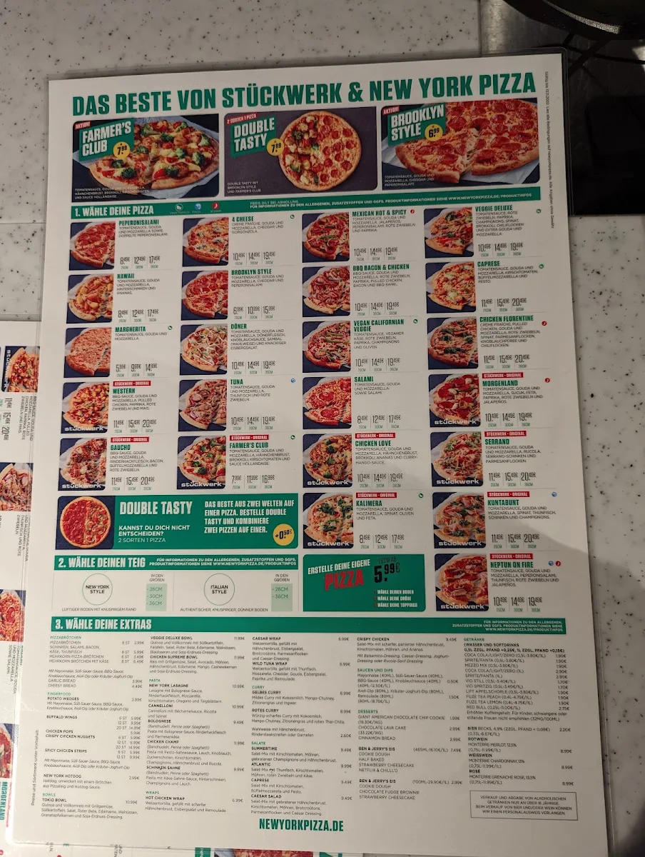 Speisekarte, New York Pizza