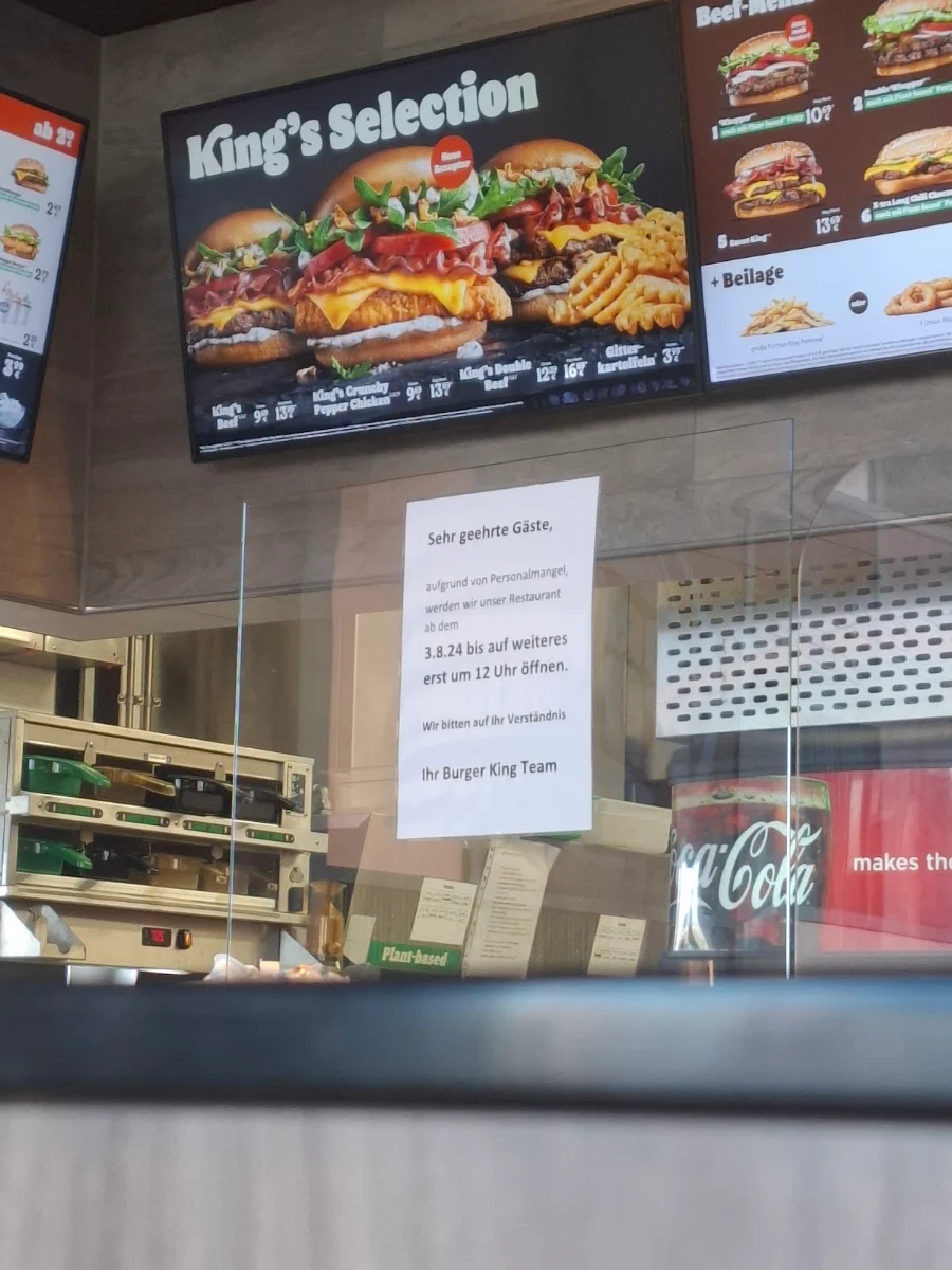 Speisekarte, Burger King