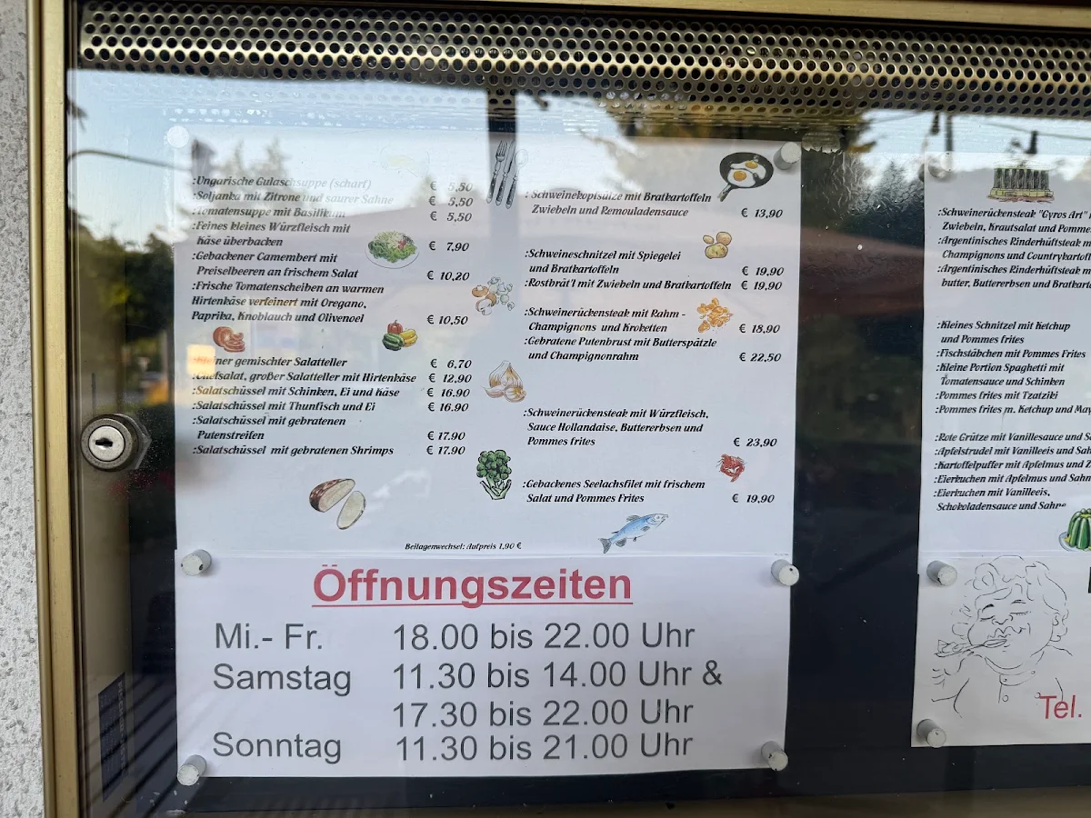 Speisekarte, Gasthaus Wesenitztal mit flexiblen Schließzeiten