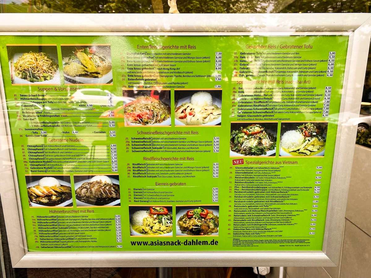 Speisekarte, Asia Snack Dahlem