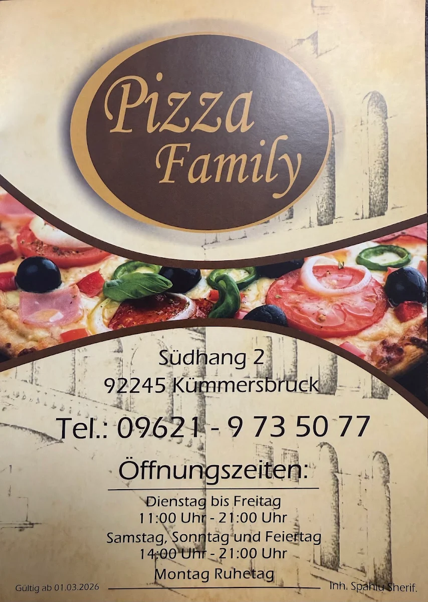Speisekarte, Pizza Family