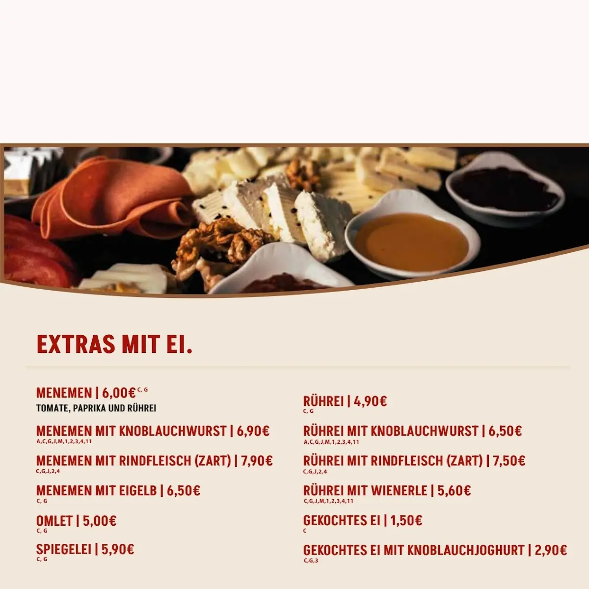 Speisekarte, Bäckerei Nefis