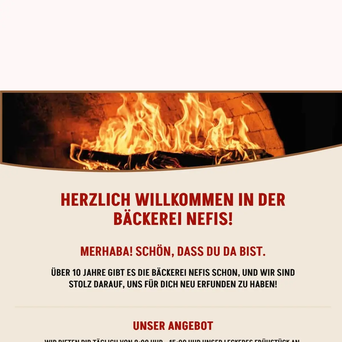 Speisekarte, Bäckerei Nefis