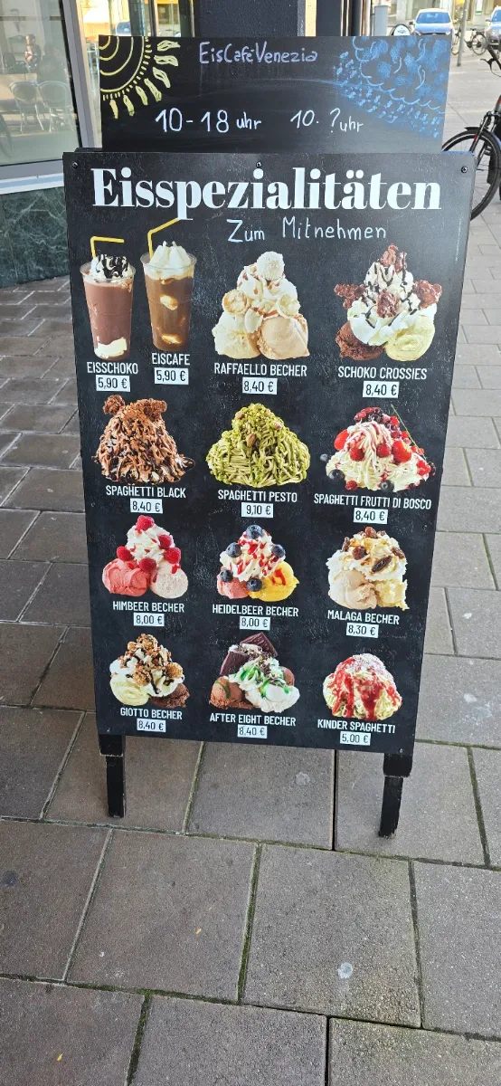 Speisekarte, Eiscafé Venezia