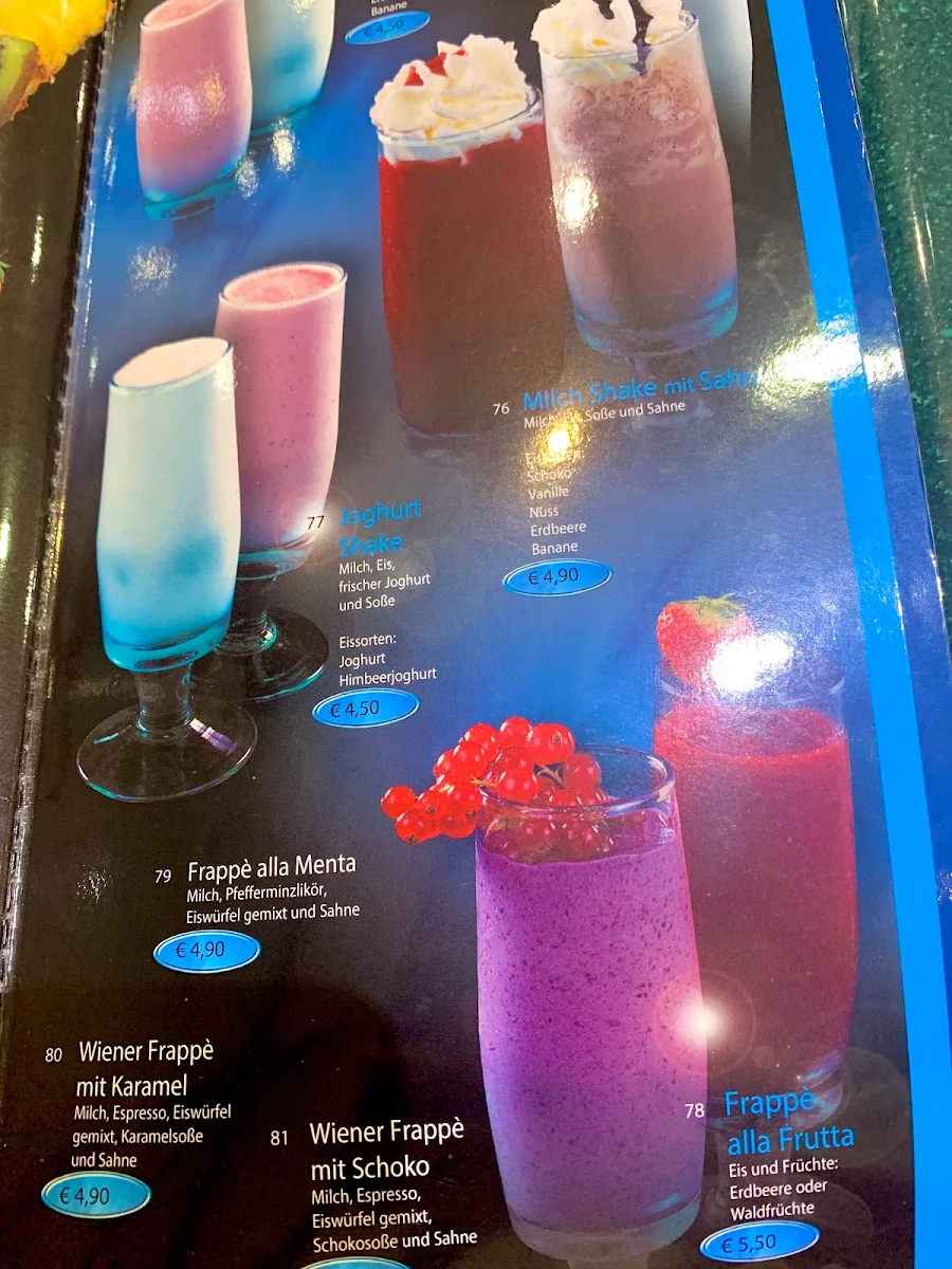 Speisekarte, Eiscafé Stefan da Roberto