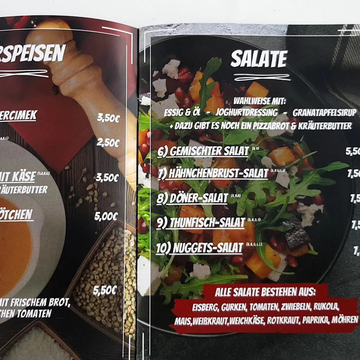 Speisekarte, Grill 67