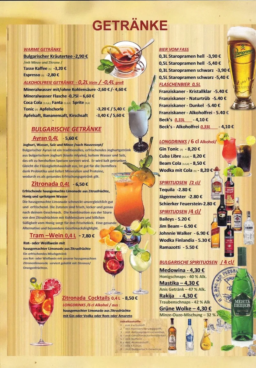 Speisekarte, Kutscherplatz- Bulgarisches Restaurant
