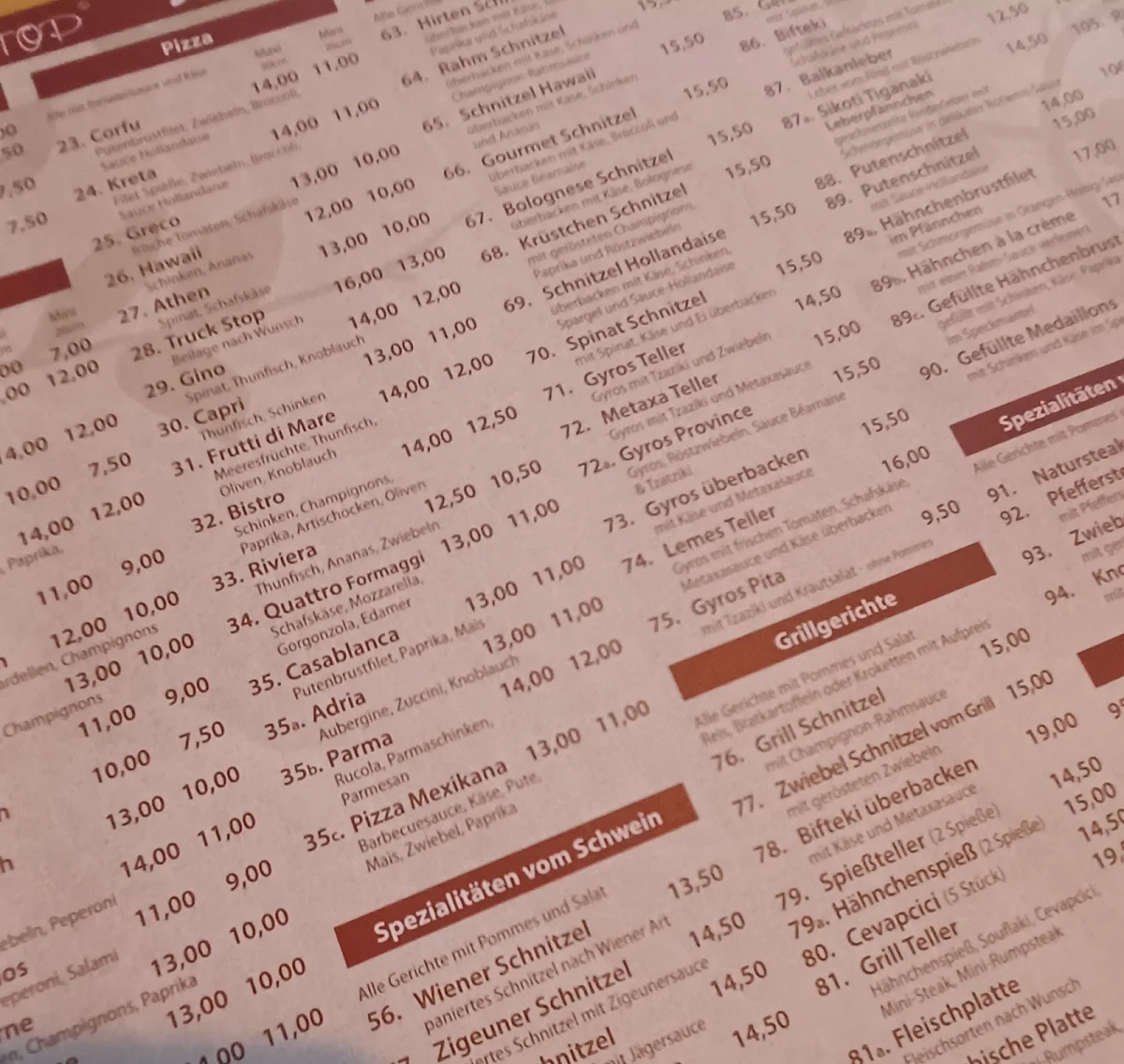 Speisekarte, Truck Stop