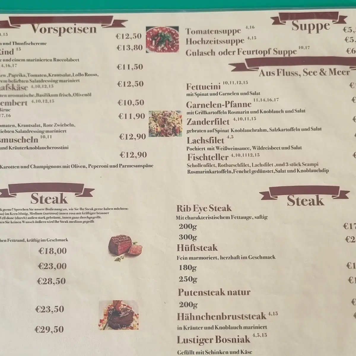 Speisekarte, Steakhaus Hackepeter