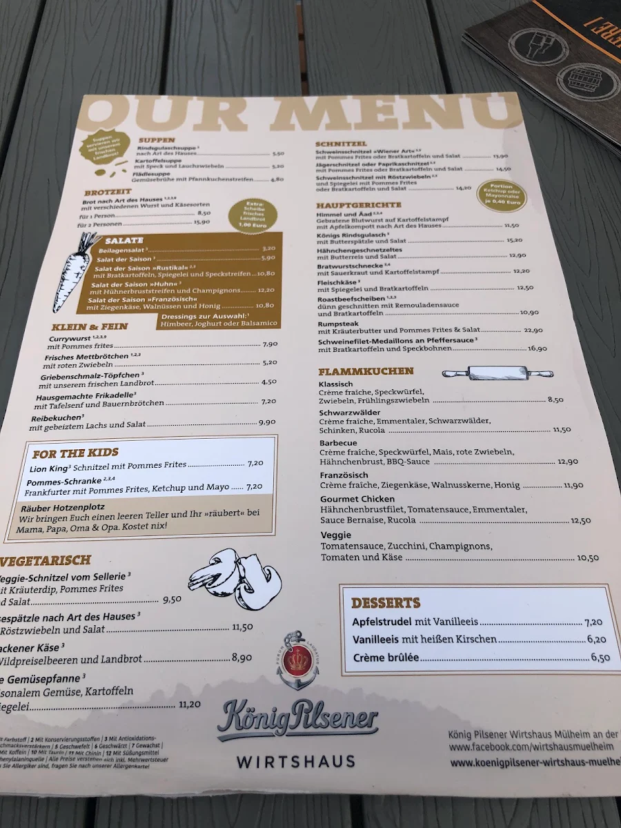 Speisekarte, König-Pilsener Wirtshaus