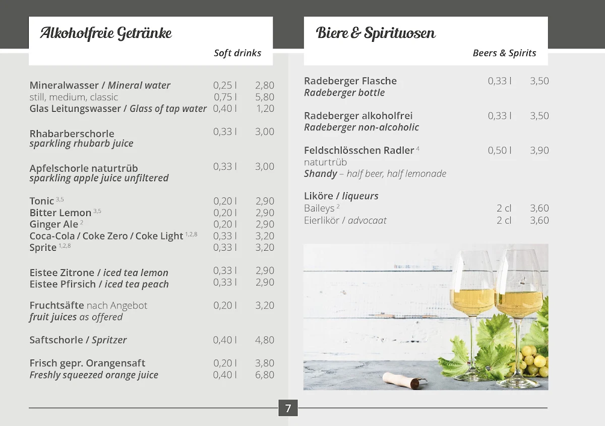 Speisekarte, Café Eisold an der Uniklinik
