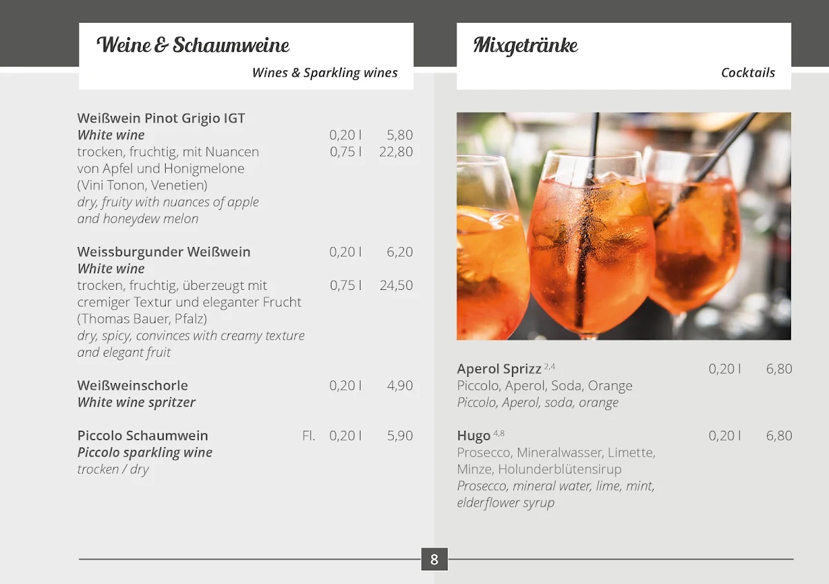 Speisekarte, Café Eisold an der Uniklinik