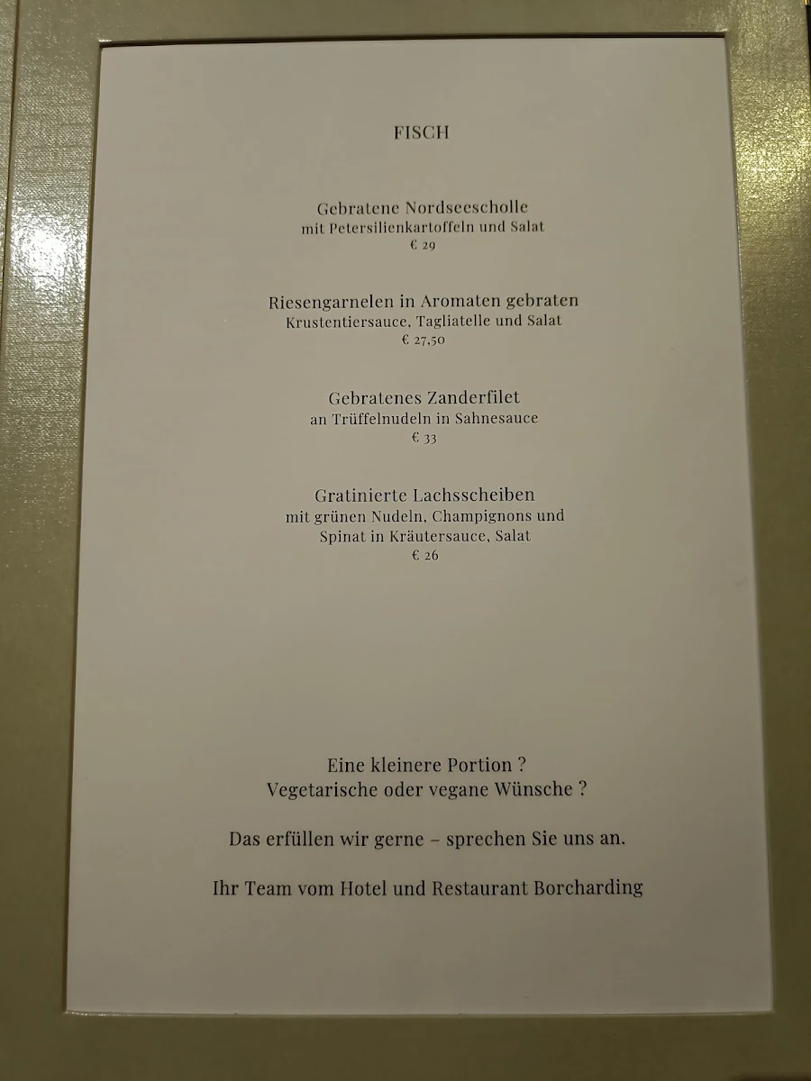 Speisekarte, Hotel - Restaurant Borcharding