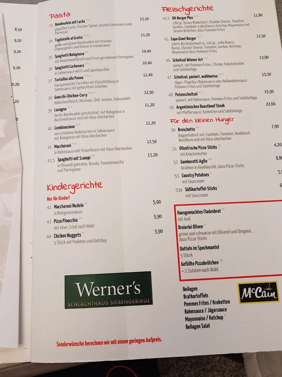 Speisekarte, Cafe Extrablatt Sankt Augustin