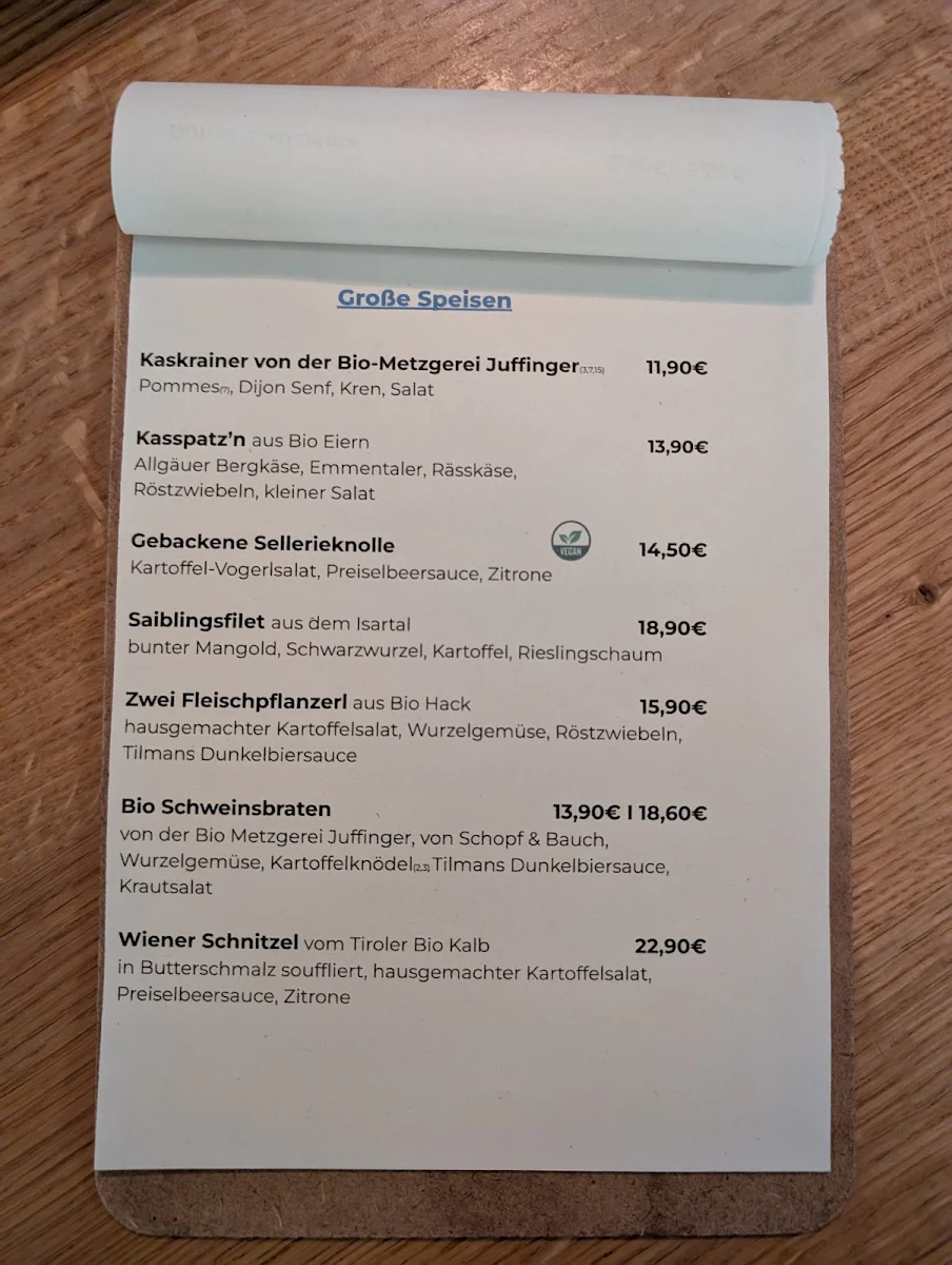Speisekarte, Saletta Giesing