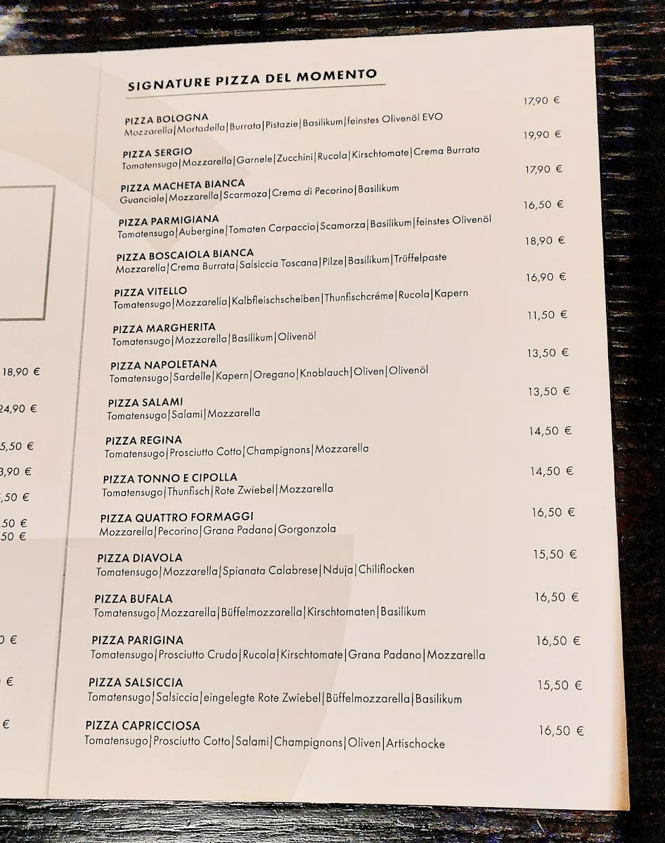 Speisekarte, Gaia Restaurant