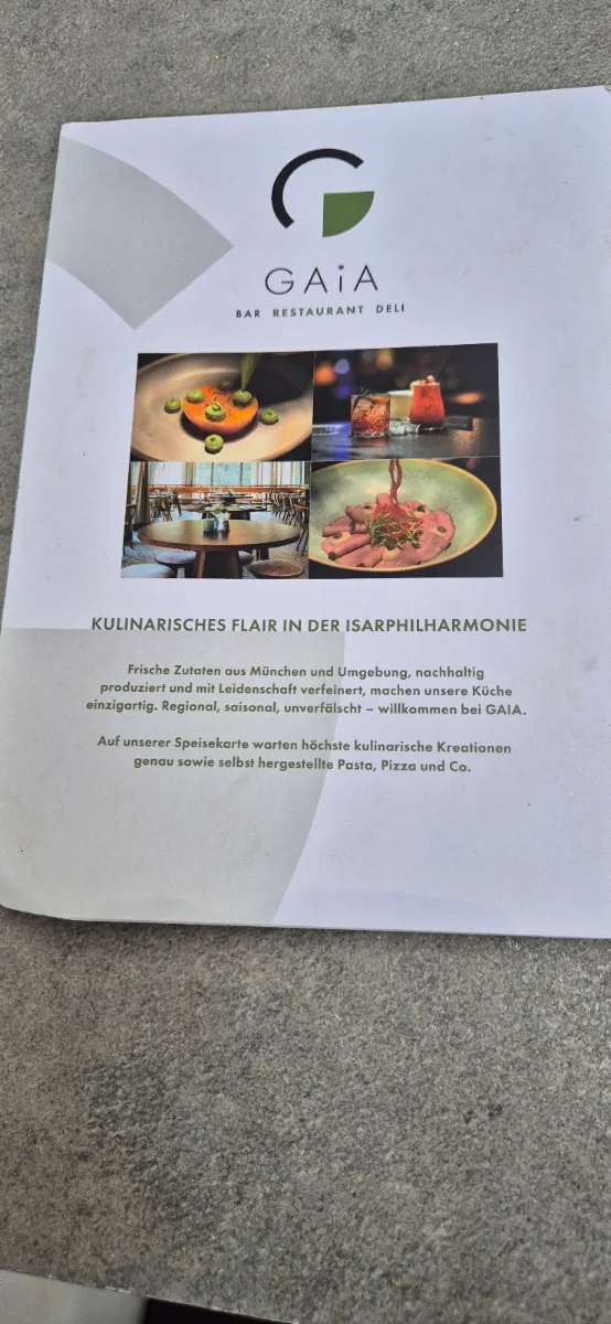 Speisekarte, Gaia Restaurant