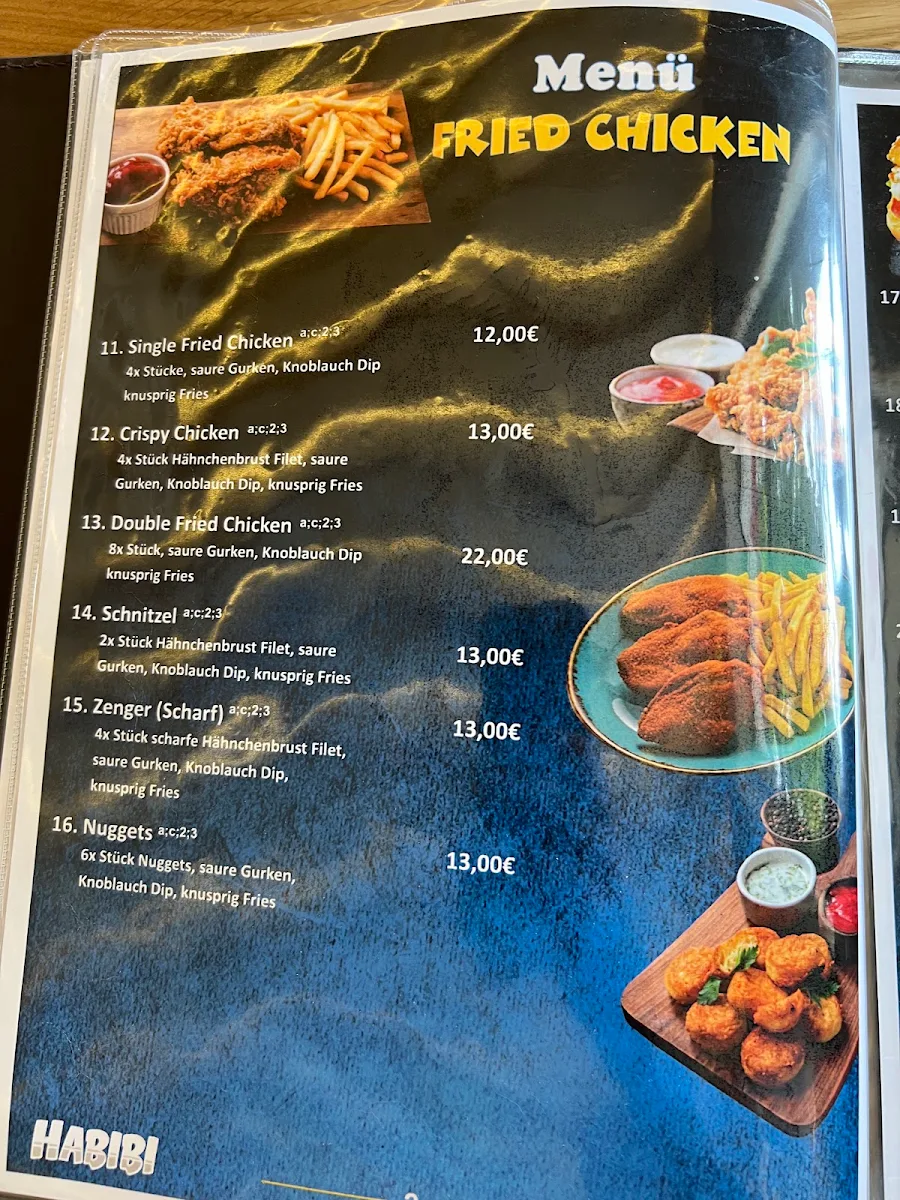Speisekarte, Habibi Restaurant