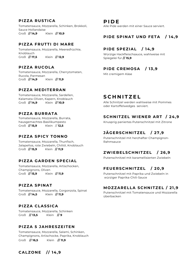 Speisekarte, 5 Jahreszeiten - Restaurant & Bar