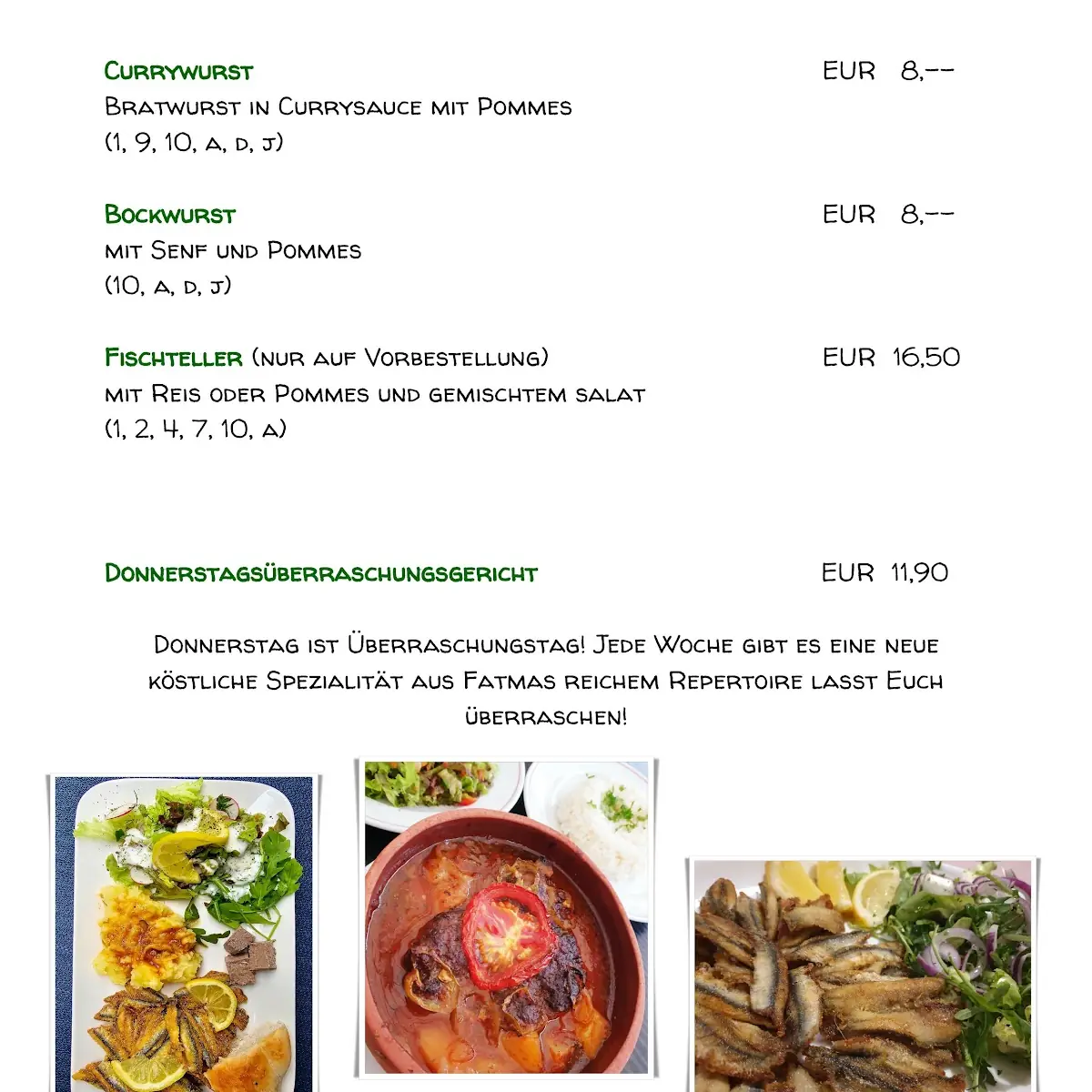 Speisekarte, Zur Bürgerstube Rheydt